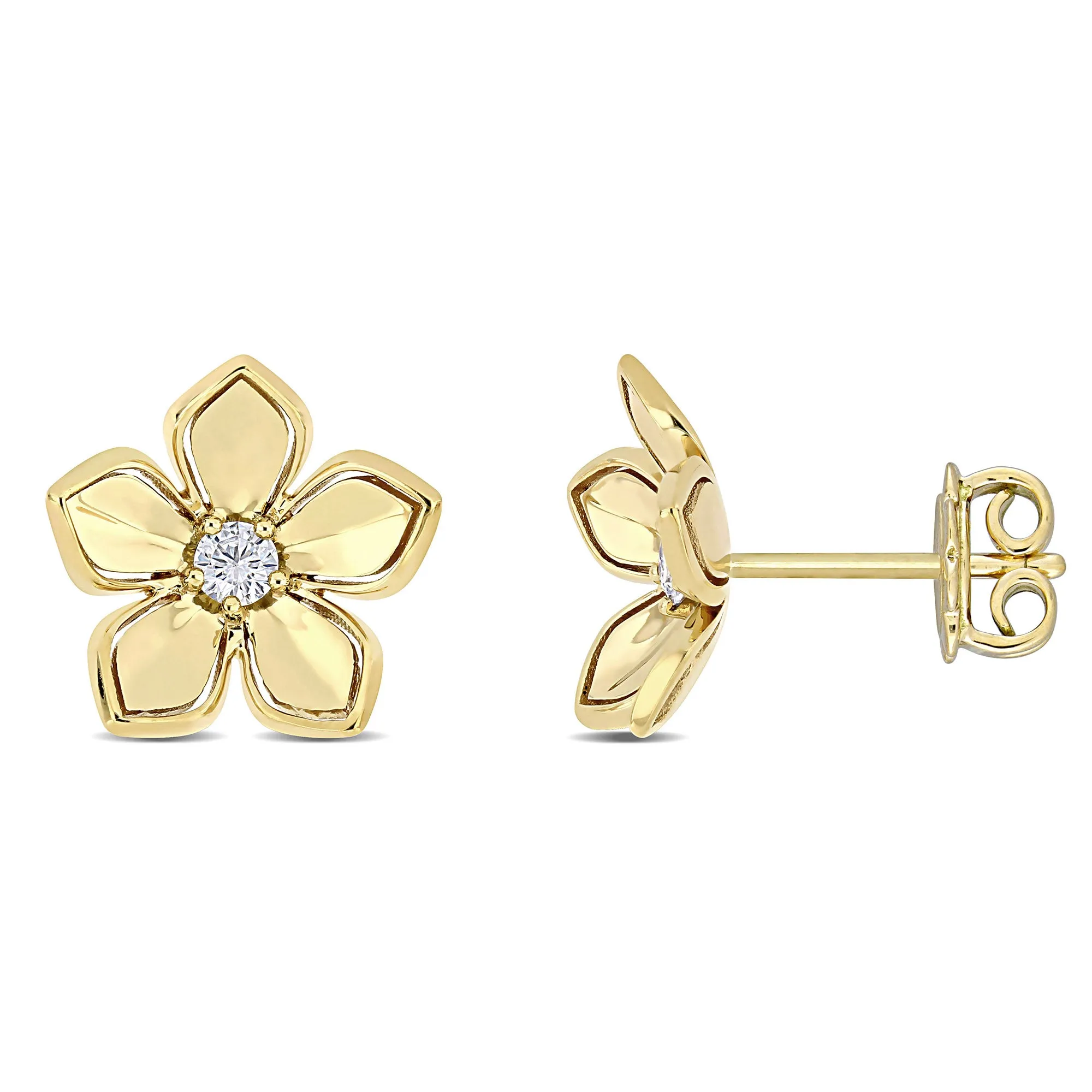 White Sapphire Flower Stud Earrings