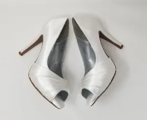 White Wedding Shoes -Dyeable Satin Bridal Heels