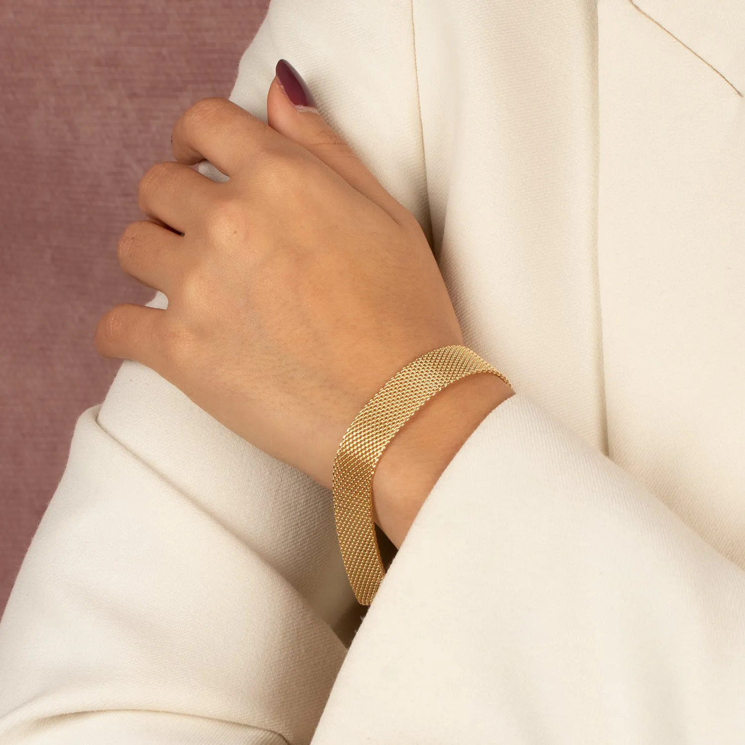 Wide Mesh Chain Bracelet