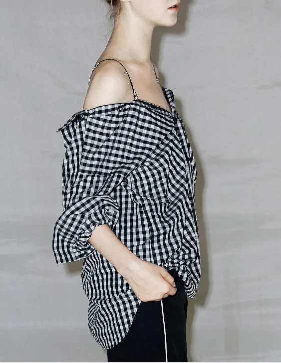 Wild Sexy Suspender Plaid Shirt