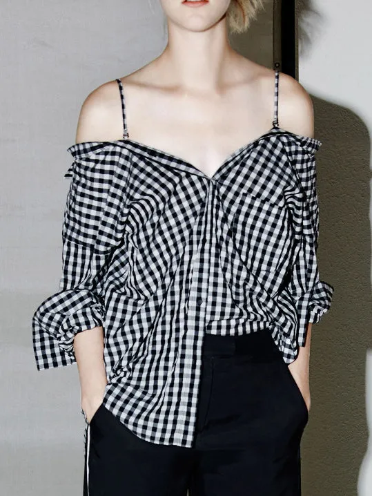 Wild Sexy Suspender Plaid Shirt