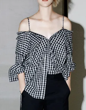 Wild Sexy Suspender Plaid Shirt