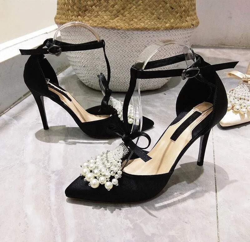 Woman String Bead Designer Pumps Butterfly-knot Sandal