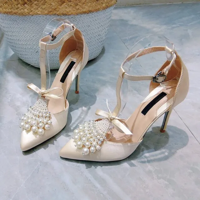 Woman String Bead Designer Pumps Butterfly-knot Sandal