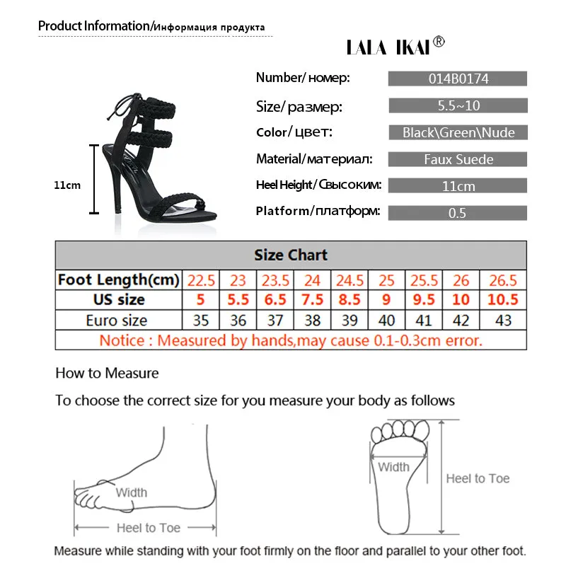 Women Ankle Strap Fashion Summer High Heels Gladiator Sandals - Black,Blue,Green,Apricot