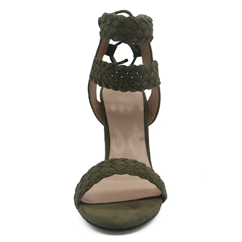 Women Ankle Strap Fashion Summer High Heels Gladiator Sandals - Black,Blue,Green,Apricot