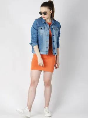 Women Blue Solid Jacket