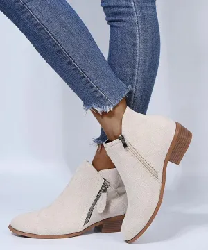 Women Boots Mid Heel Retro Short Booties