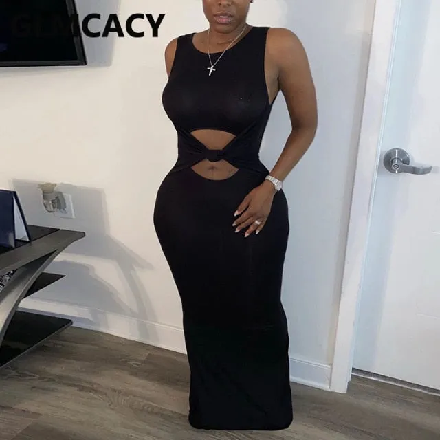 Women Casual Sleeveless Solid Maxi Dress Classy