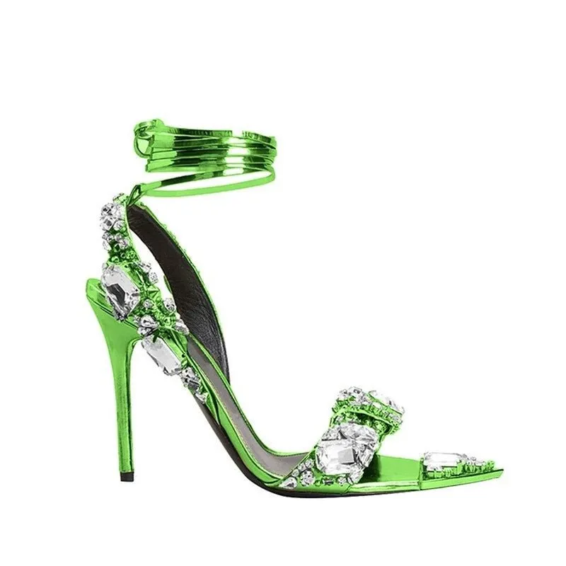 Women Crystal Party Sandals Design Rhinestone High Heels Wedding Shoes