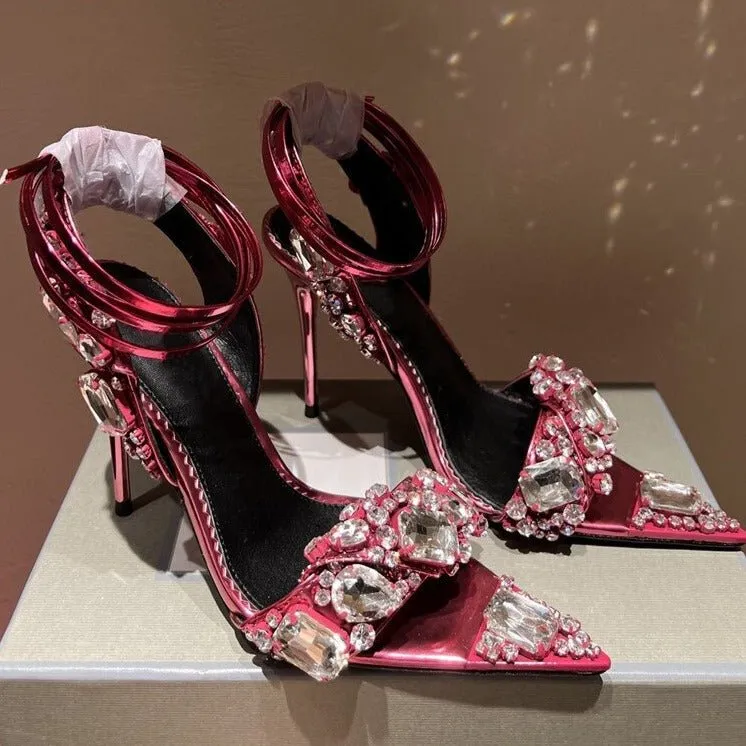 Women Crystal Party Sandals Design Rhinestone High Heels Wedding Shoes