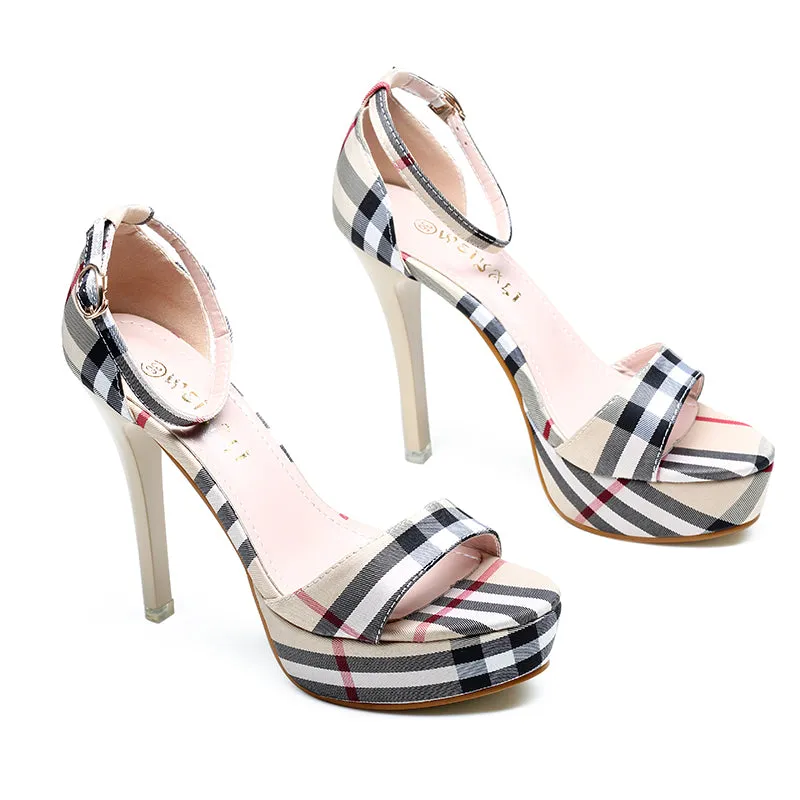 Women High Heels 13cm Woman Sandals Summer Red High Heel Sandals Punk Women Platform Sandals Ladies Dress Shoes Black Shoes