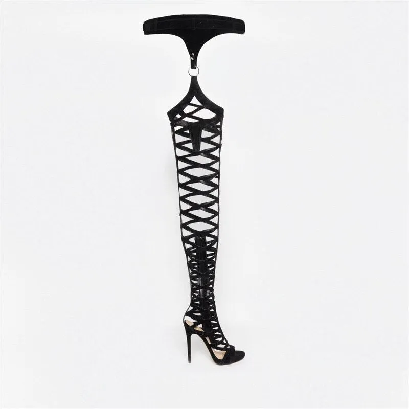 Women High Heels Long Over Knee Pants Boots Shoes