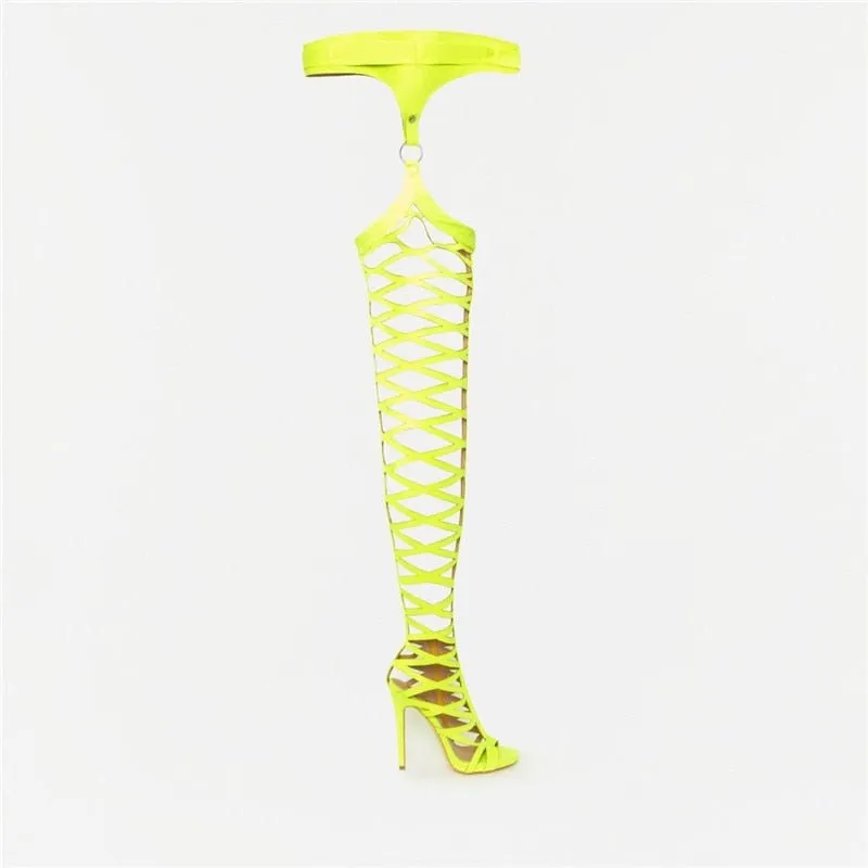 Women High Heels Long Over Knee Pants Boots Shoes