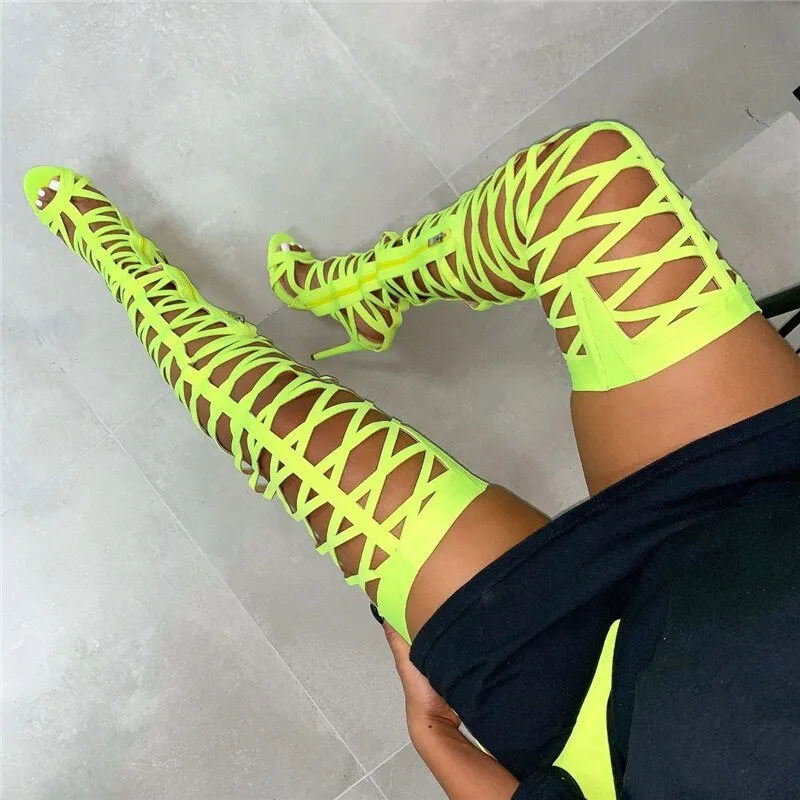 Women High Heels Long Over Knee Pants Boots Shoes