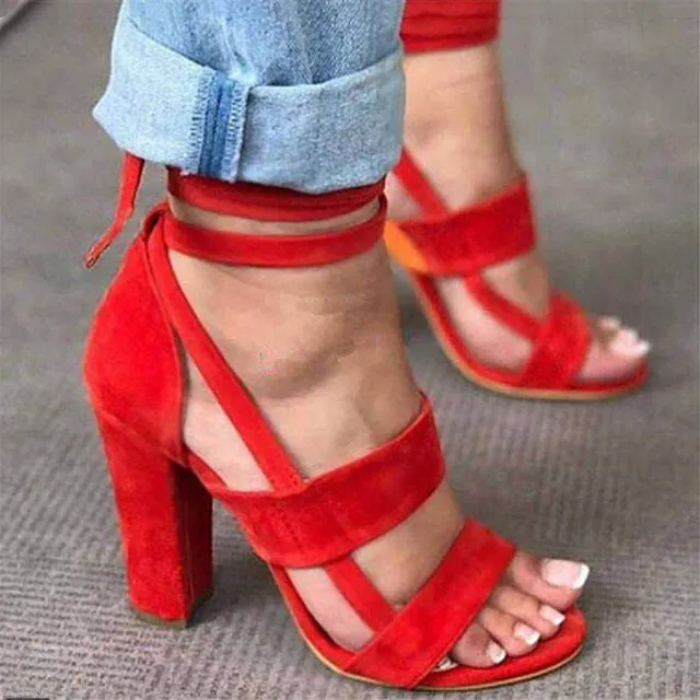 Women Pumps Fashion Gladiator Heels Shoes Woman Quality Lace Up High Heels Hollow Women Heels Black Pink