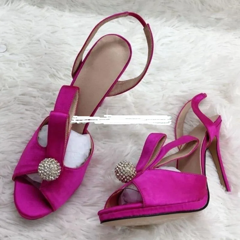 Women Sandals Peep Toe Red Satin Shoes