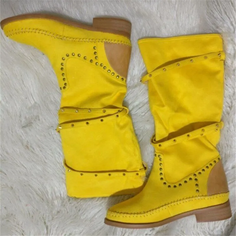 Women Suede Leather Round Toe Flat Heels Gladiator Shoes
