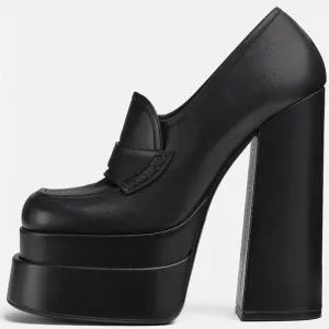 Women Waterproof Heels Pumps Platform Slip-On Shoes
