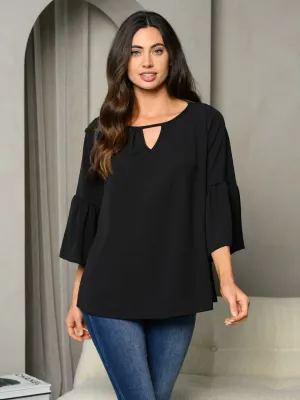 WOMEN'S 3/4 BELL SLEEVE V-NECK TUNIC TOP