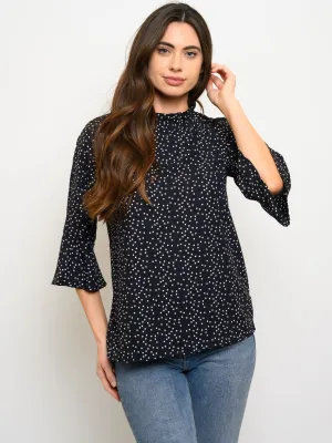 WOMEN'S 3/4 SLEEVE POLKA DOTS TOP