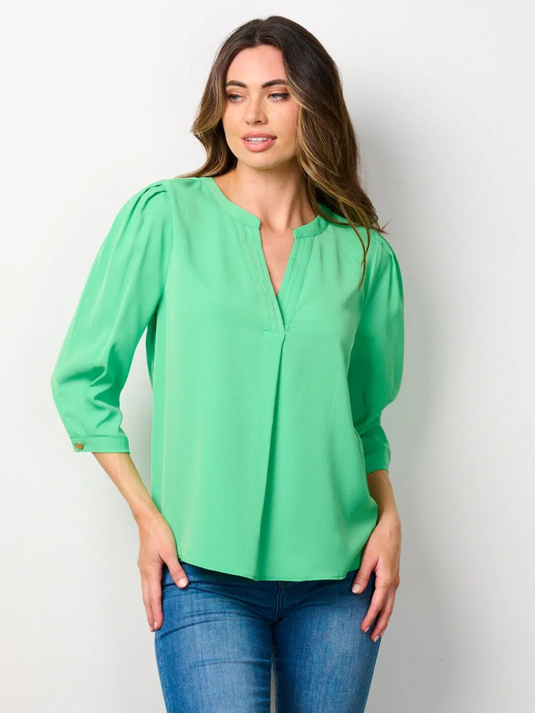 WOMEN'S 3/4 SLEEVES V-NECK BLOUSE TOP