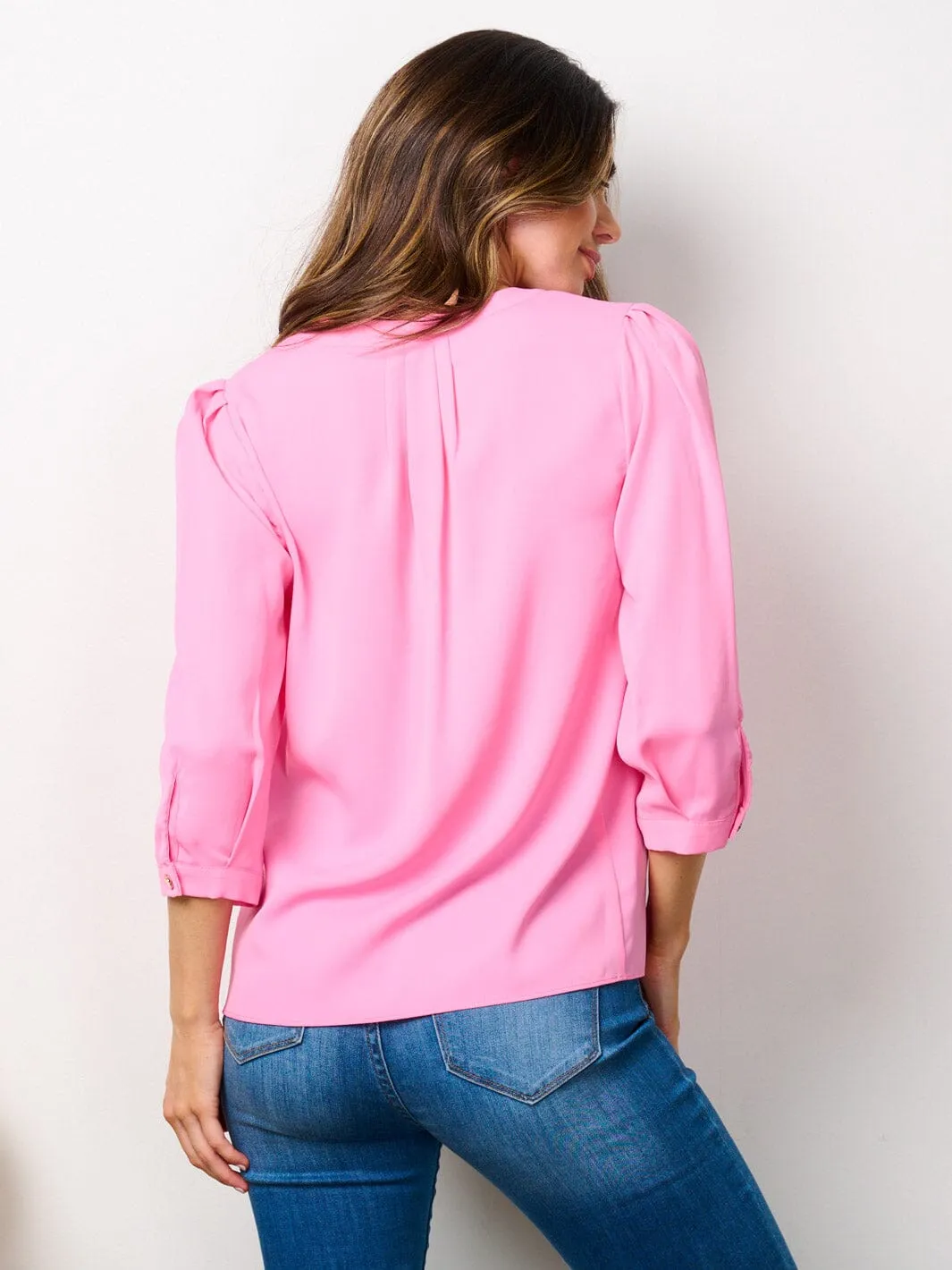 WOMEN'S 3/4 SLEEVES V-NECK BLOUSE TOP