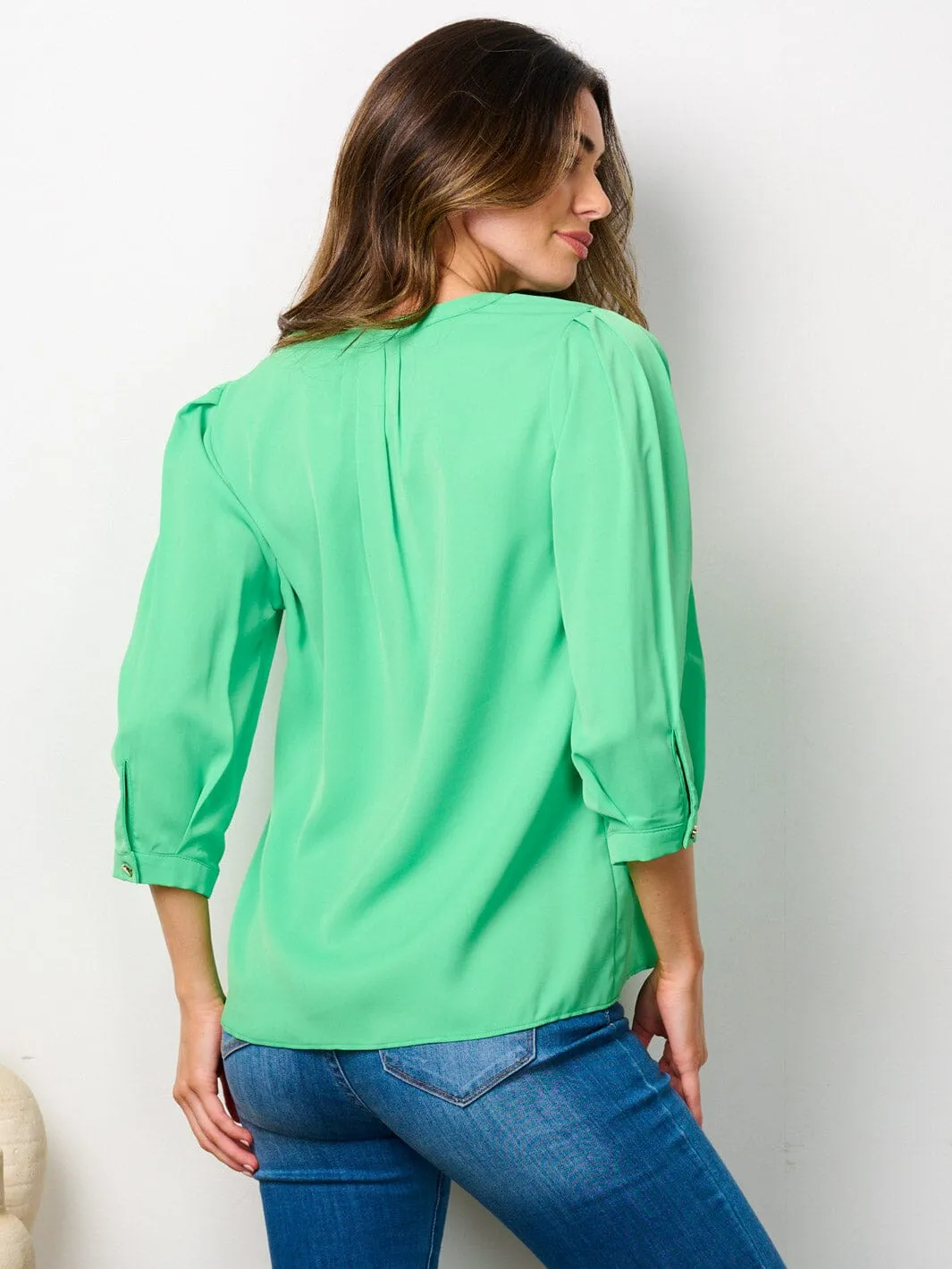 WOMEN'S 3/4 SLEEVES V-NECK BLOUSE TOP