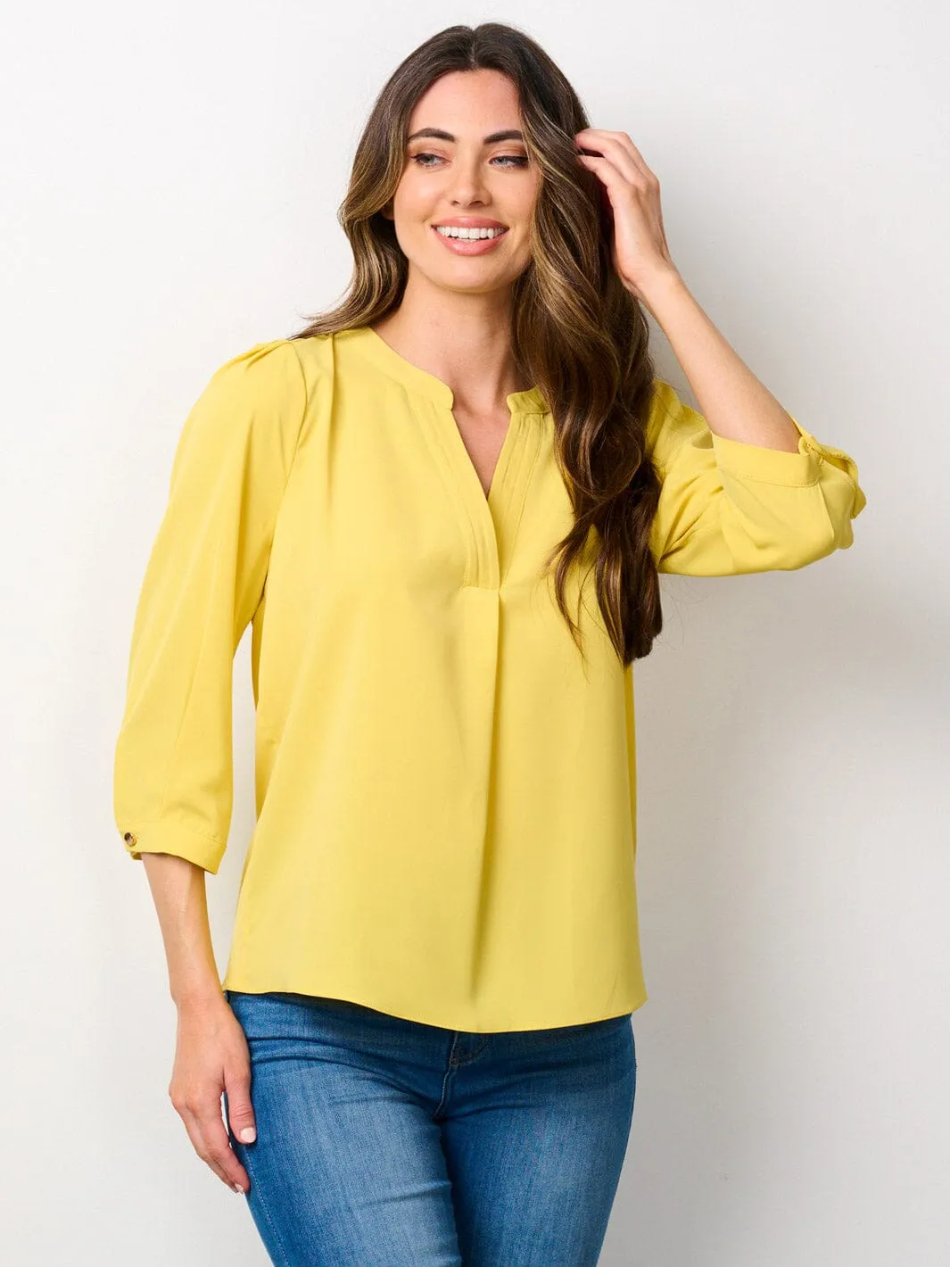WOMEN'S 3/4 SLEEVES V-NECK BLOUSE TOP