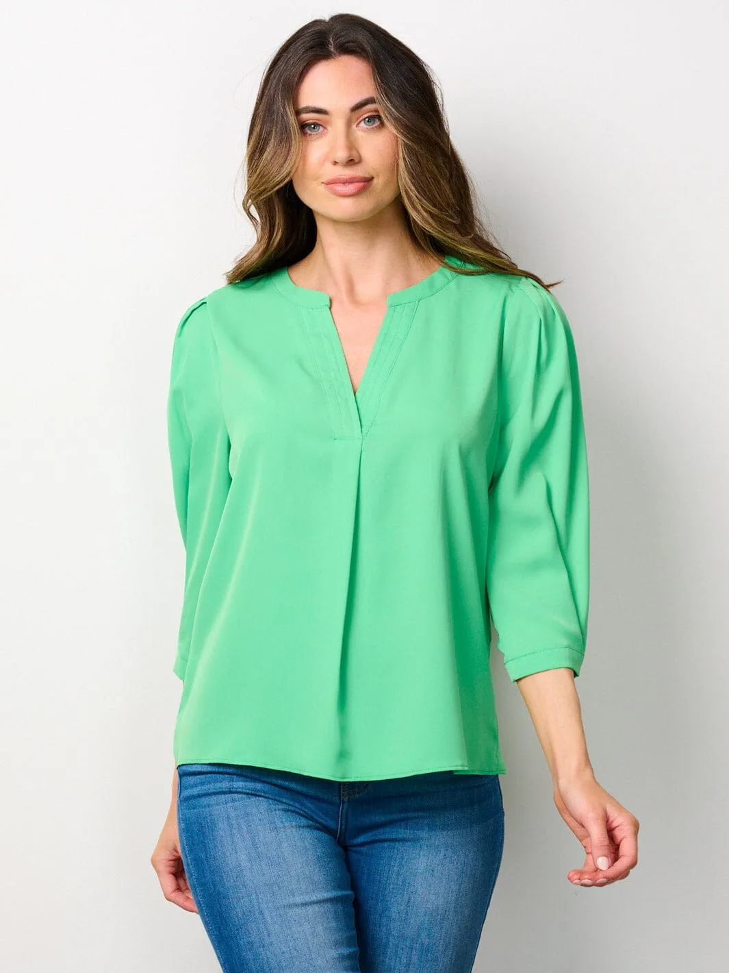 WOMEN'S 3/4 SLEEVES V-NECK BLOUSE TOP