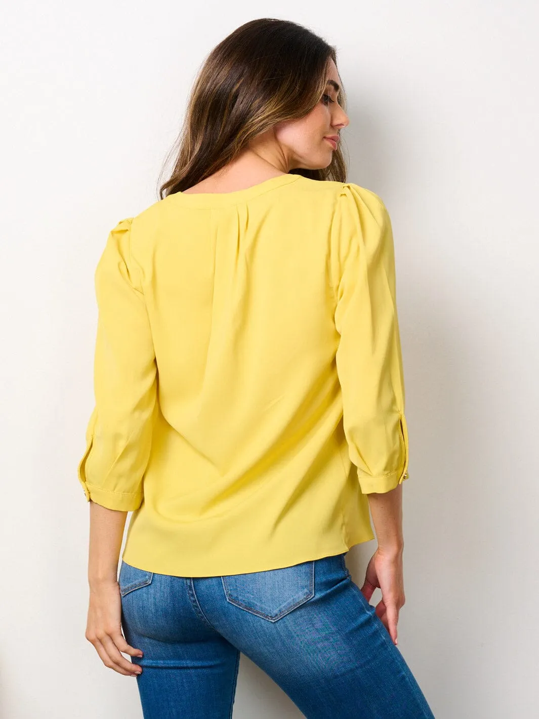 WOMEN'S 3/4 SLEEVES V-NECK BLOUSE TOP