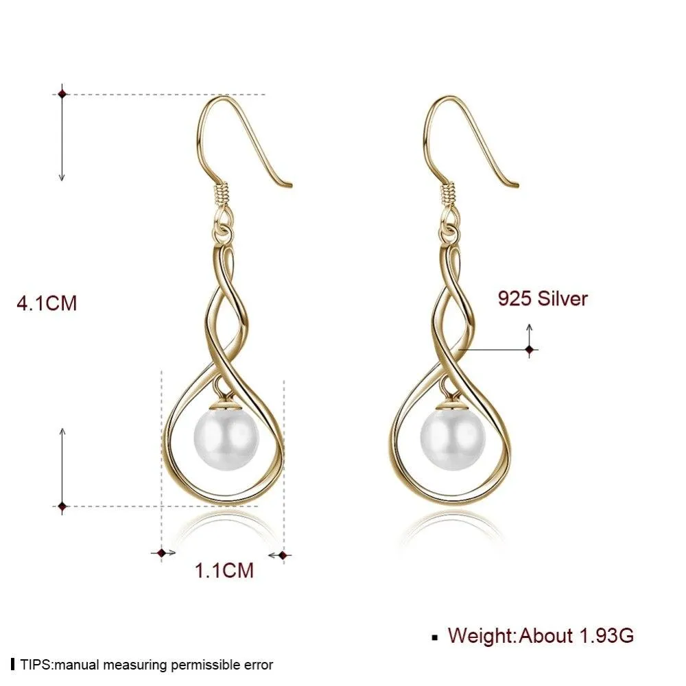 Women’s 925 Sterling Silver Drop Earrings with Pearl, Hypoallergenic, Valentine’s Day Gift for Ladies