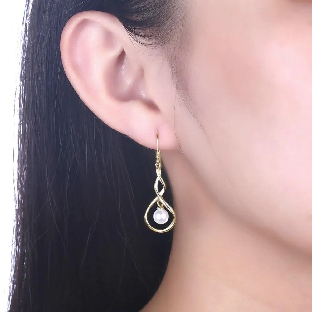 Women’s 925 Sterling Silver Drop Earrings with Pearl, Hypoallergenic, Valentine’s Day Gift for Ladies