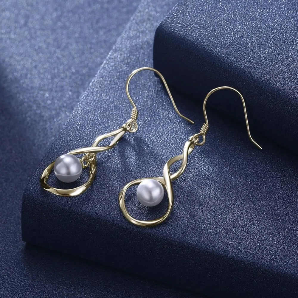 Women’s 925 Sterling Silver Drop Earrings with Pearl, Hypoallergenic, Valentine’s Day Gift for Ladies