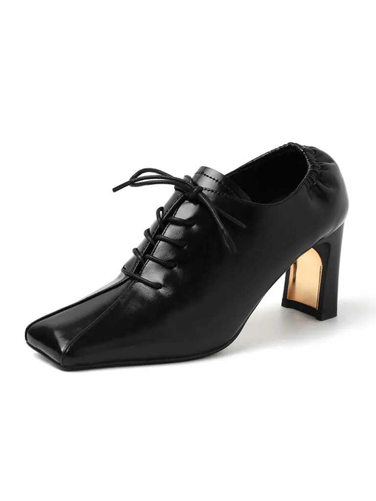 Women's Ankle Boots Yellow Square Toe Chunky Heel Ankle Boots