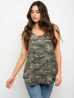 WOMEN'S CAMO PRINT TUNIC TANK TOP