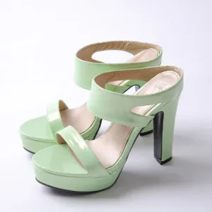 Women's Candy Color Glossy High Heel Platform Sandals
