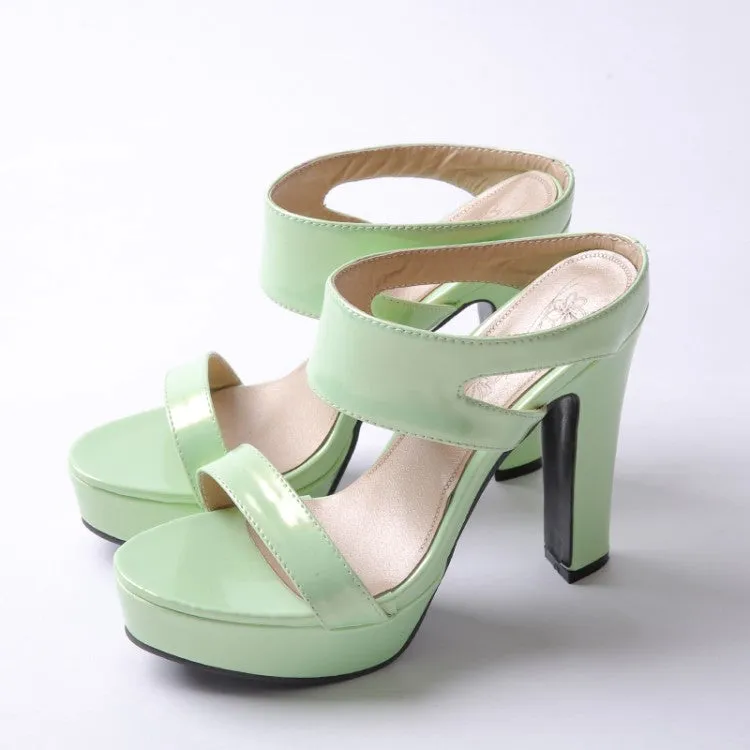 Women's Candy Color Glossy High Heel Platform Sandals