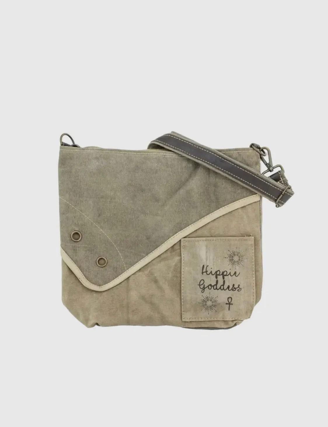 Women's Crossbody Handbags Made from Recycled Army Tent Military Green