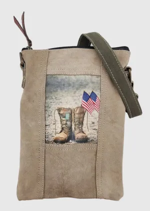 Women's Crossbody Handbags Made from Recycled Army Tent Military Green
