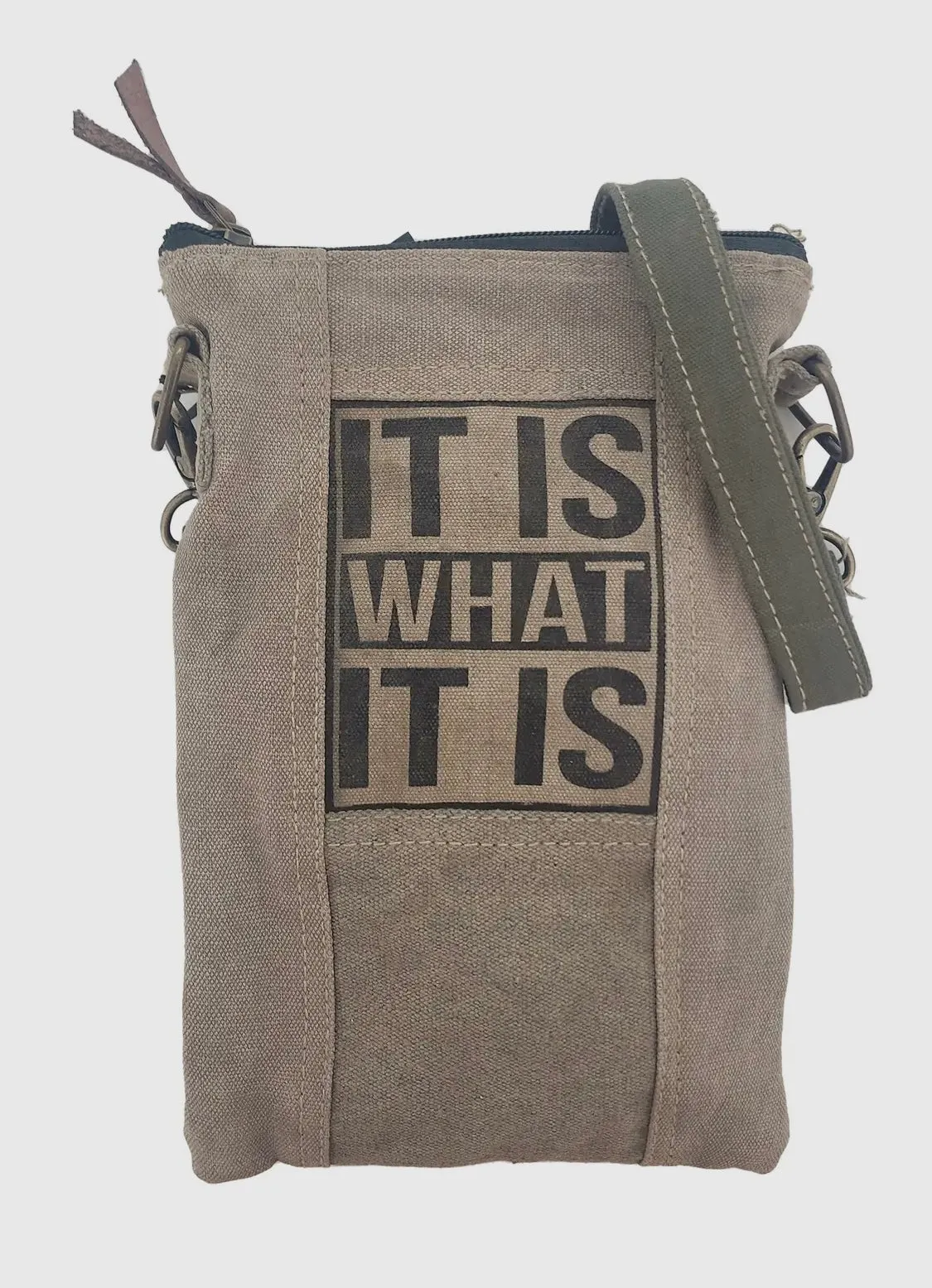 Women's Crossbody Handbags Made from Recycled Army Tent Military Green