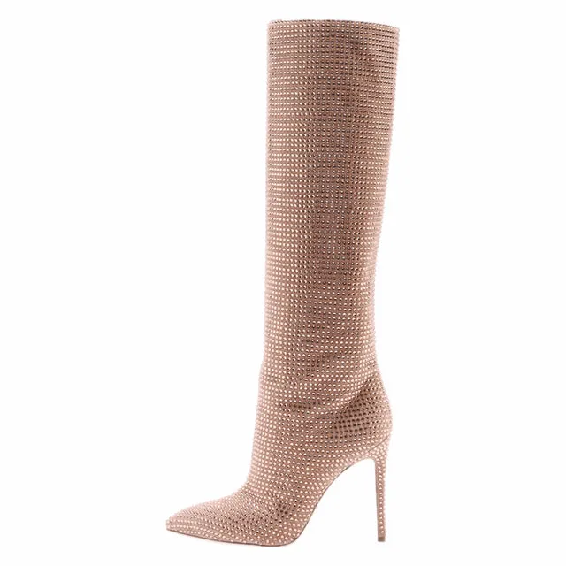 Womens Crystal Gladiator Over The Knee Sandals Boot..