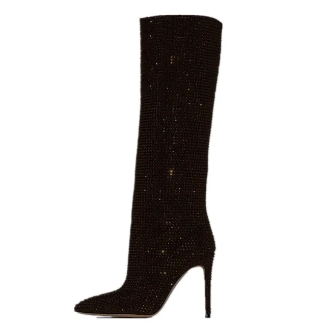 Womens Crystal Gladiator Over The Knee Sandals Boot..
