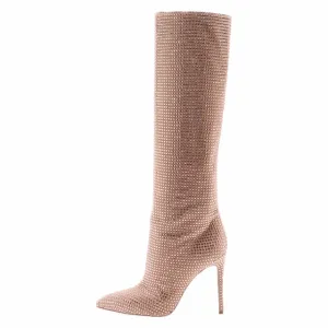Womens Crystal Gladiator Over The Knee Sandals Boot..