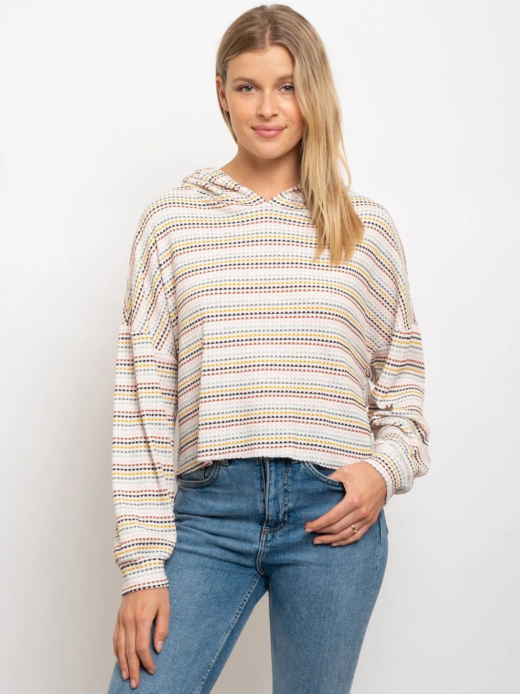 WOMEN'S DROP SHOULDER HOODIE SWEATSHIRT TOP