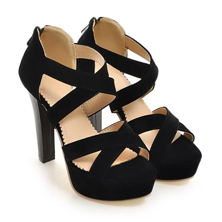 Women's Gladiator Straps Platform Sandals High Heels Shoes 3823