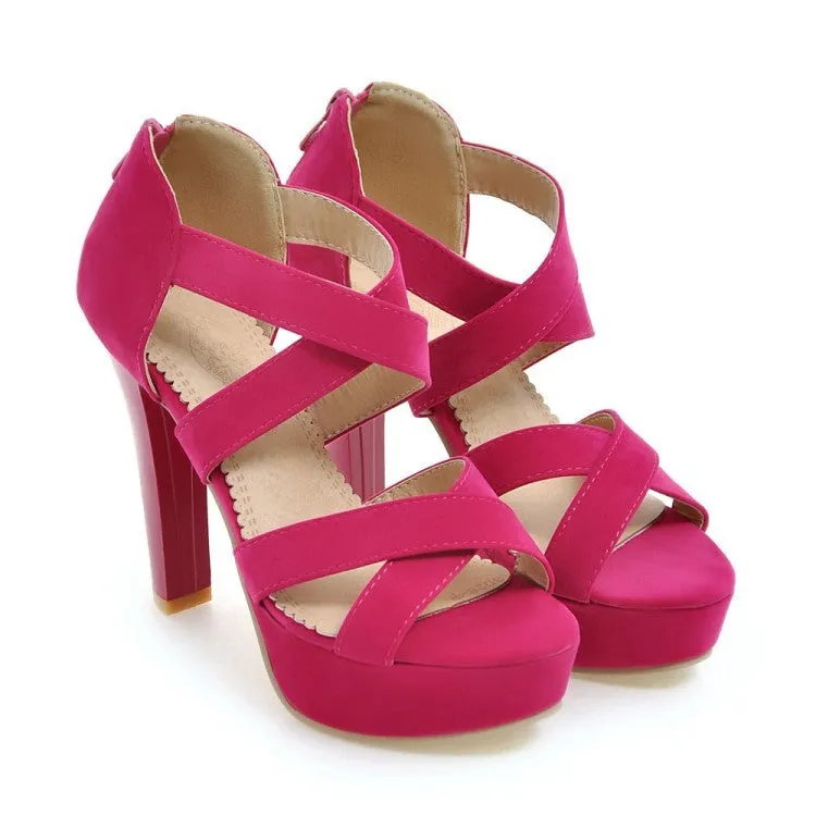 Women's Gladiator Straps Platform Sandals High Heels Shoes 3823