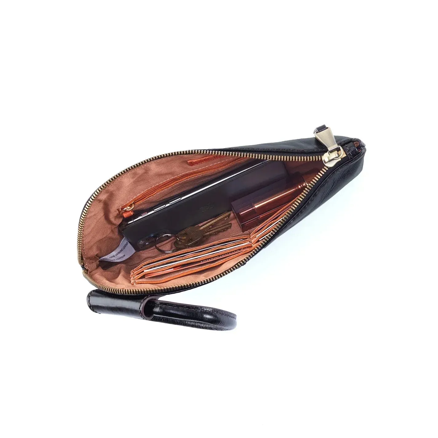 WOMEN'S HOBO SABLE WRISTLET | BLACK POLISHED LEATHER