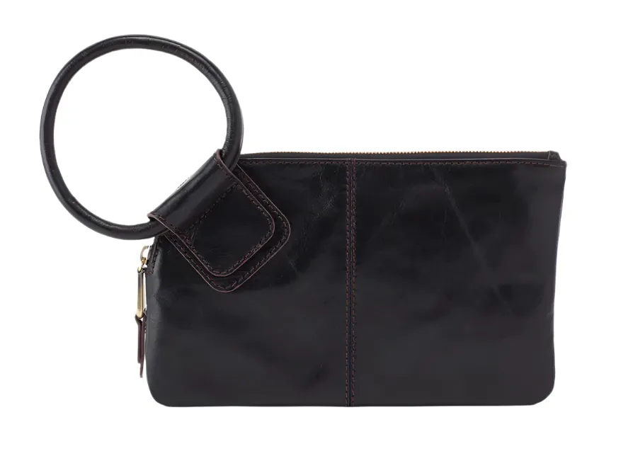 WOMEN'S HOBO SABLE WRISTLET | BLACK POLISHED LEATHER