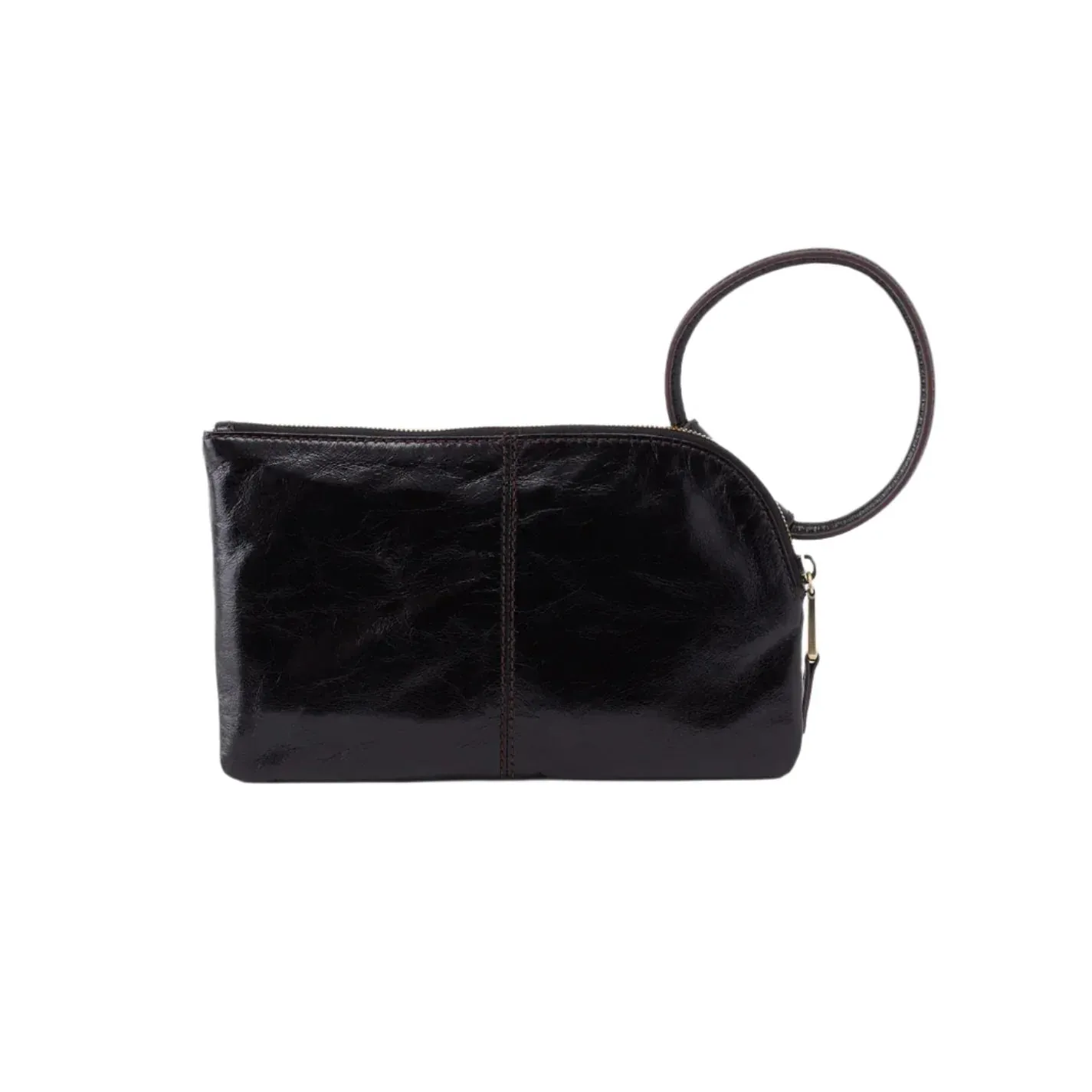WOMEN'S HOBO SABLE WRISTLET | BLACK POLISHED LEATHER